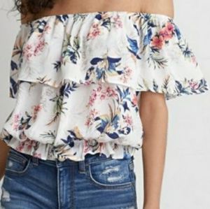 American Eagle hibiscus crop top